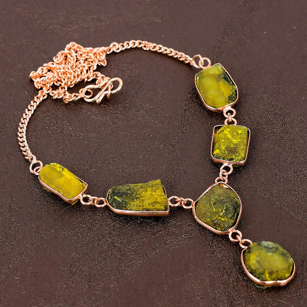 Yellow Sapphire Natural Gemstone Handmade Copper Jewelry Necklace 18" u0F42