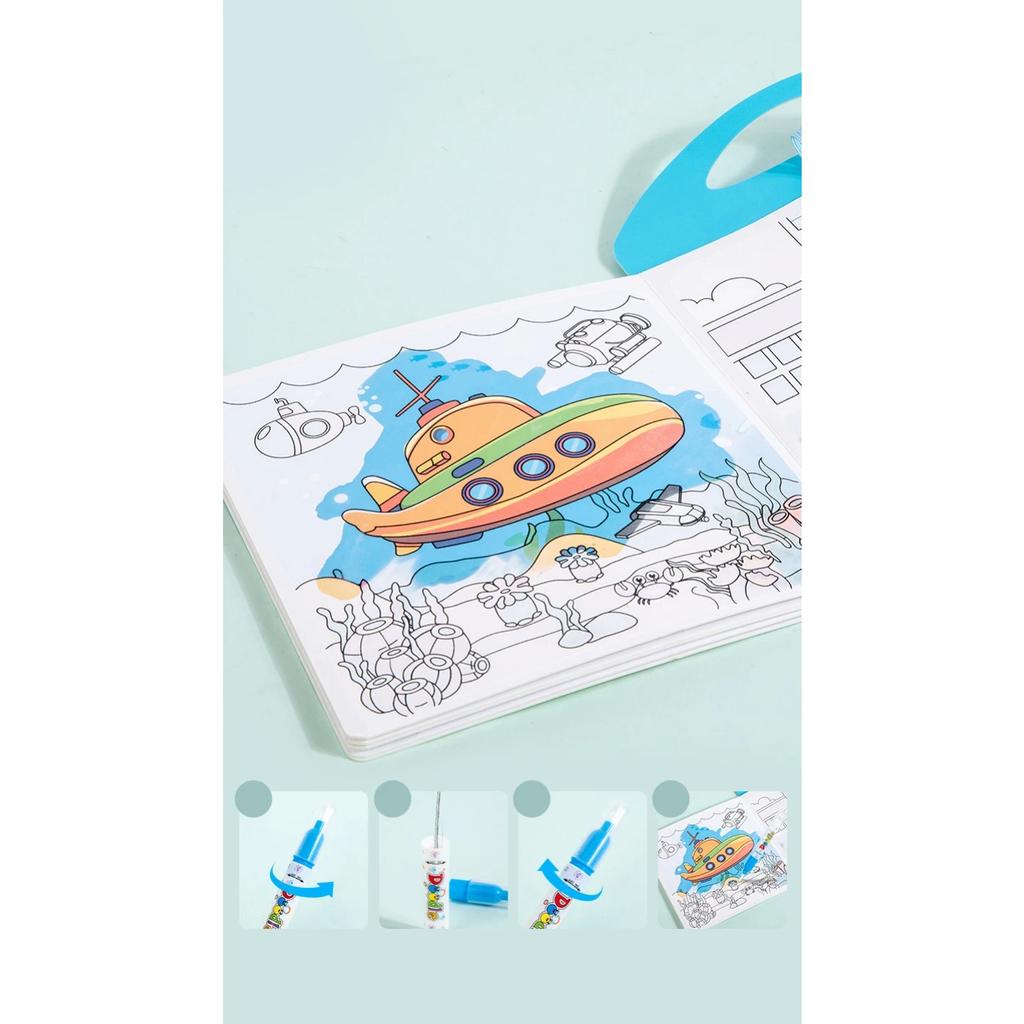 Монтессори Волшебная акварельная сцена Книга с многоразовыми наклейками Раннее развитие Пазл Когнитивная книга-активность Подарки для детей