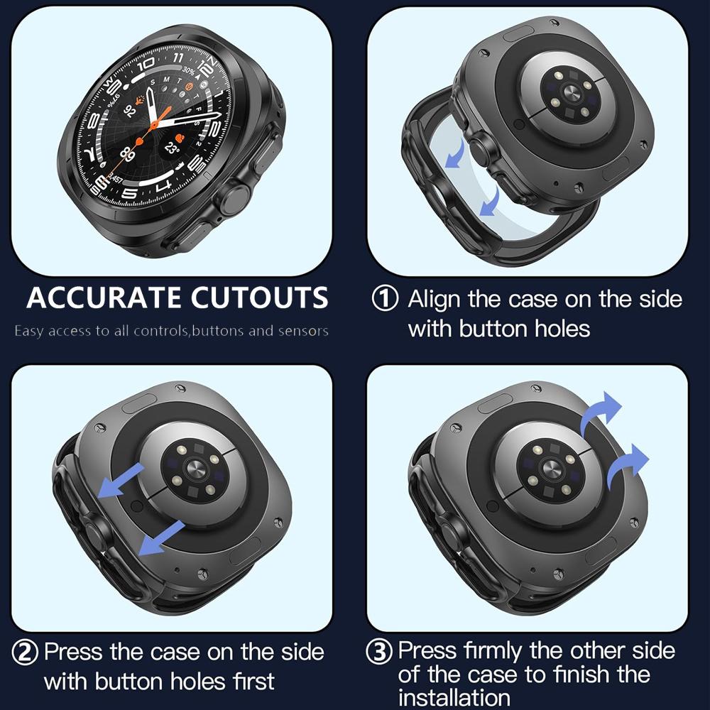 PC Matte Watch Case For Samsung Galaxy Watch 7 Ultra Case Hollow Hard Protective Cover For Galaxy Watch 7 Ultra 47mm Accessories