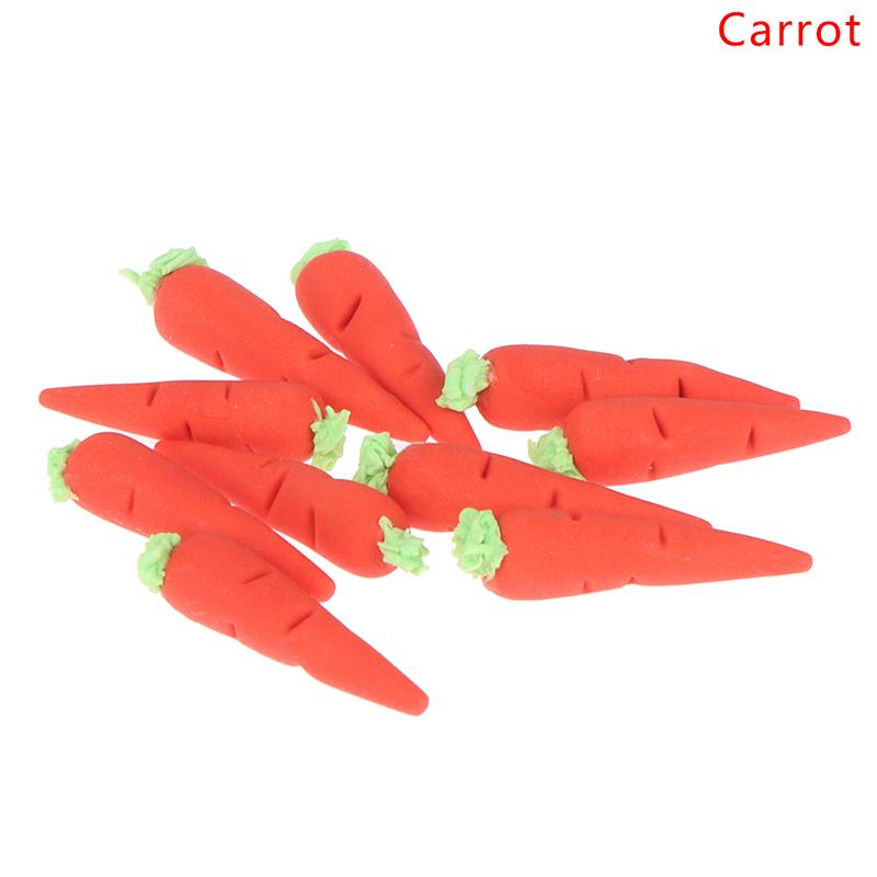 10Pcs/Set 1:12 Dollhouse Fruit Vegetables Carrot Tomato Radish Kitchen Decor Toy