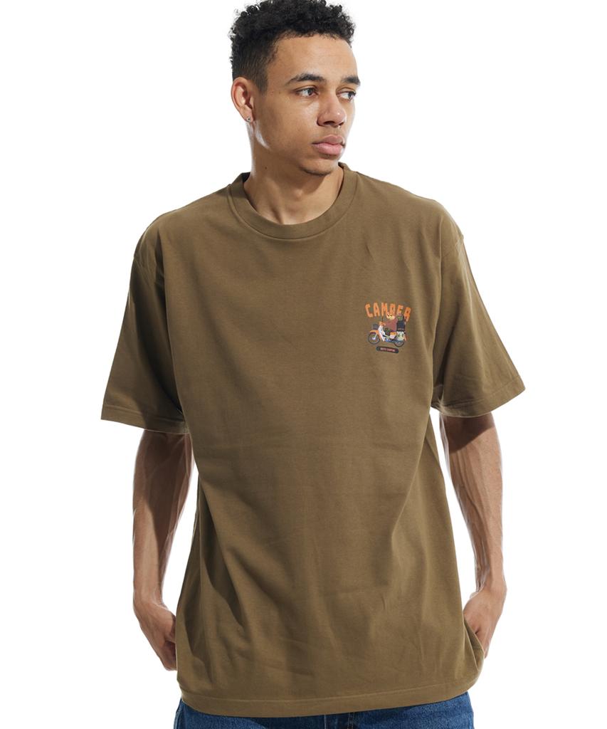 CREAM SODA LAB Motocamp Small Logo Short Sleeve T-Shirt Olive