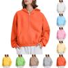 Women's Long Sleeve Solid Loose Zip Hoodie