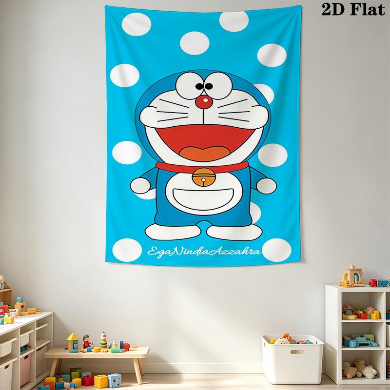 Doraemon'S Blue Adventure Tapestry Fashion Print Background Cloth Atmospheric Background Cloth Christmas Gift Homestay Soft Decoration Tapestry