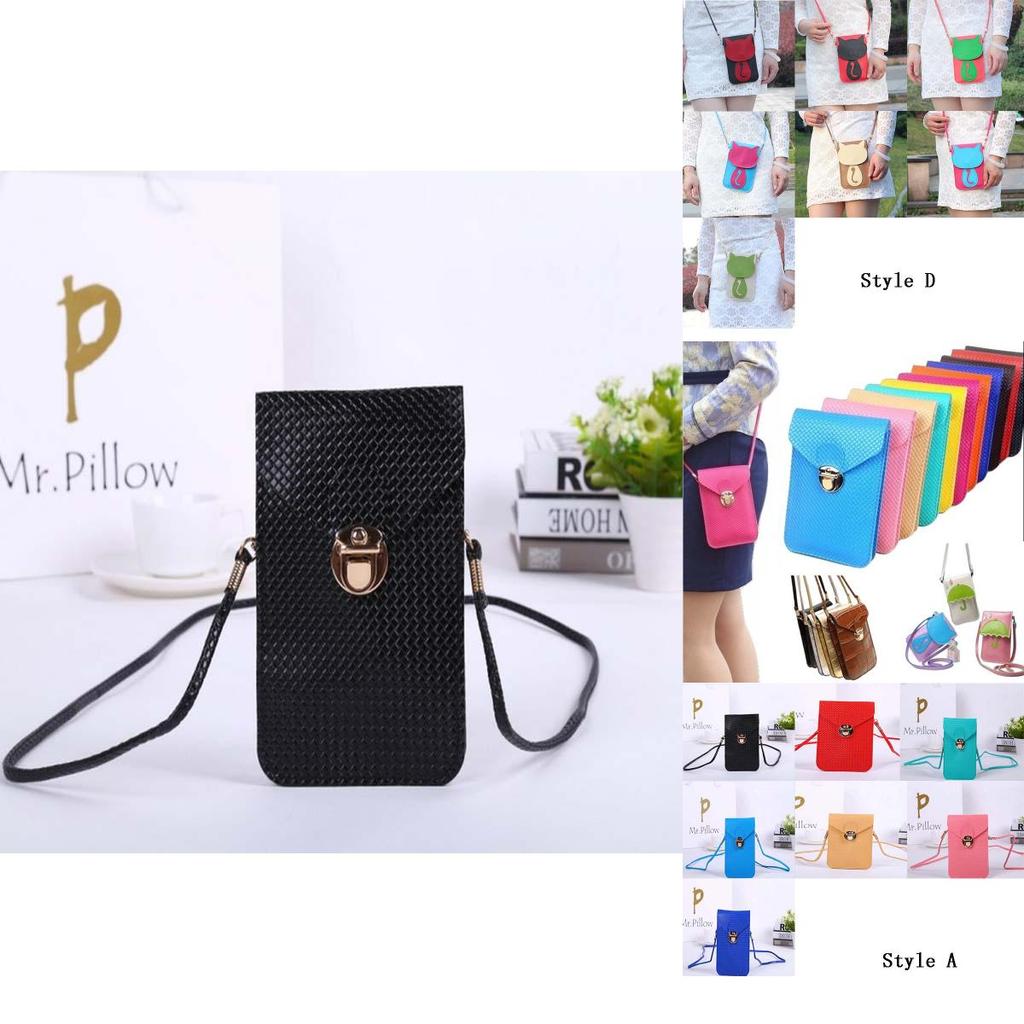 Classic Leather Women Cell Phone Wallet Pocket Purse With Shoulder Bags