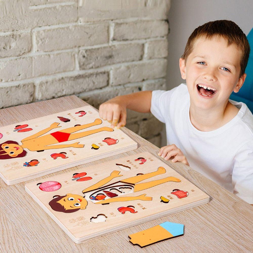 Занятия Бизиборд Деревянная головоломка с изображением человеческого тела Образовательная анатомическая головоломка Когнитивные учебные пособия