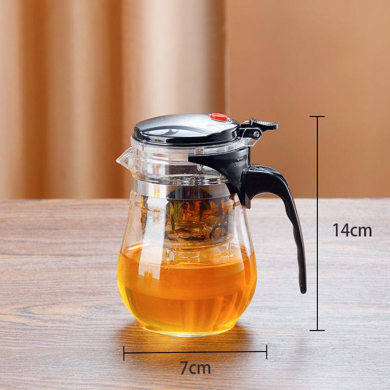 Teapot With Infuser Thickened Glass Heated Resistant Tea Pot One-Button Filtering Tea Separation Kettle Tea Coffee Maker