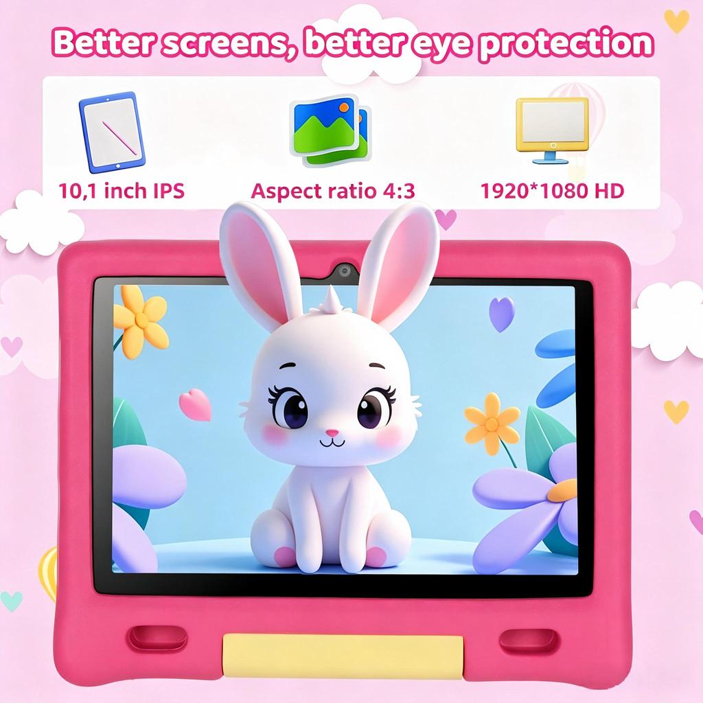 Детский планшет Android 15, 10,1 дюйма, HD-дисплей 1280×800, 20 ГБ ОЗУ + 128 ГБ ПЗУ, камера 5 МП + 8 МП