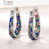 Huitan Colorful Cz Hoop Earrings Women Fashion Ear Hoop Accessories Luxury Bridal Wedding Earrings Statement Jewelry Drop Ship