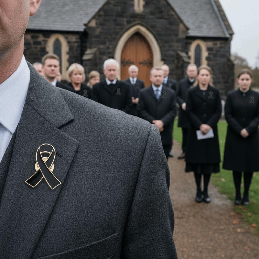 White Funeral Ribbon Badge Brooch Awareness Black Bow Brooch Pin  Brooch Accessories