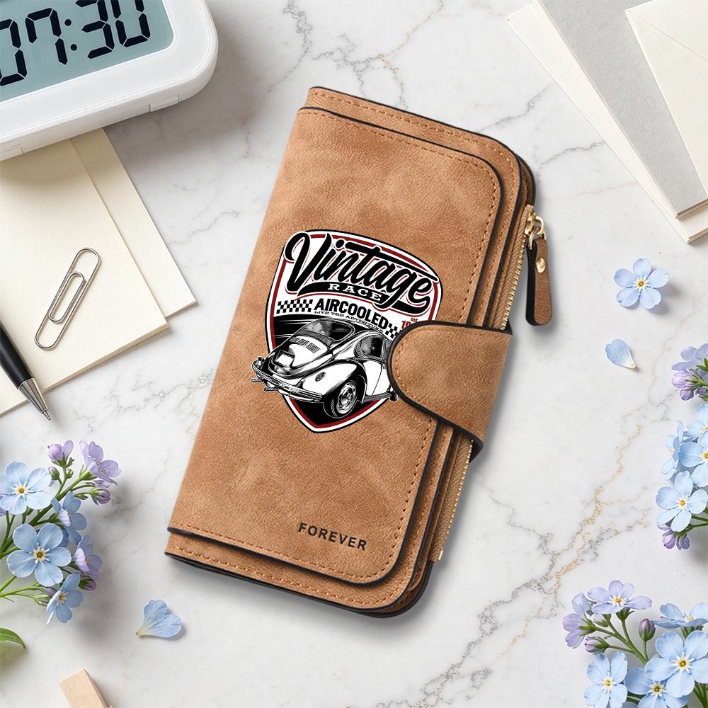 Vintage Race Car Printed Wallet Fashion Portable Durable Multi Card Slot Purse