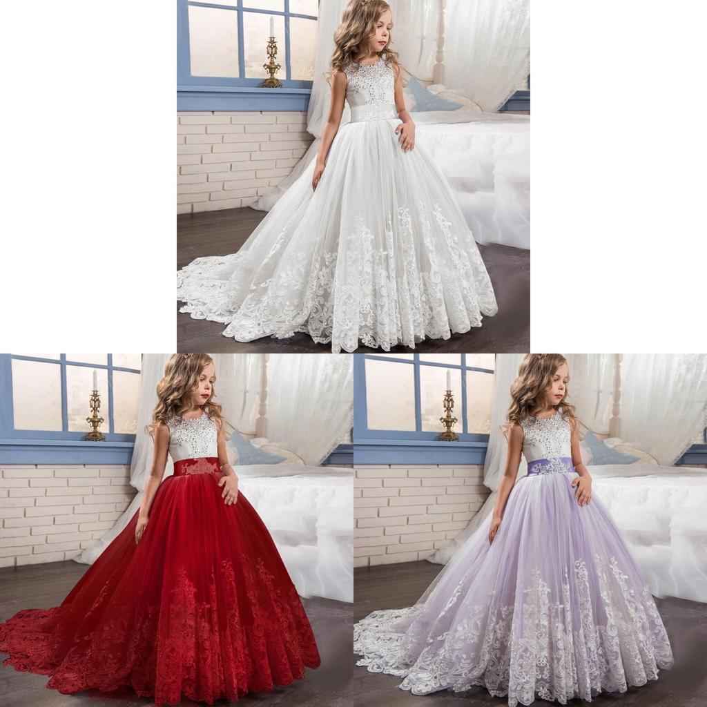 Childrens Princess Dress With Lace Patchwork For Girls