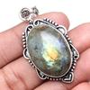 Pendant Shiney Labradorite Gemstone Valentine'Day Gift Silver Jewelry 2.25"