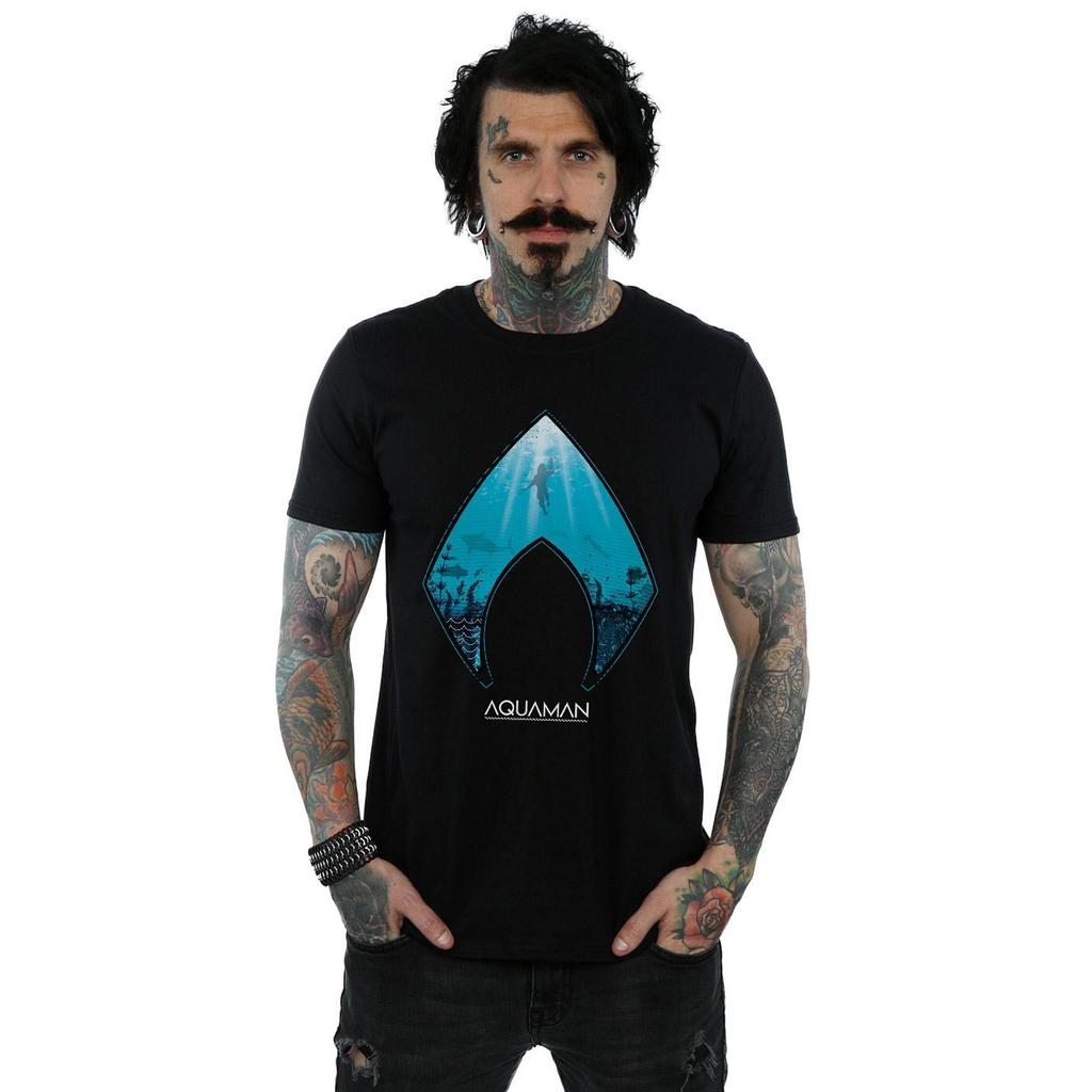 DC Comics Mens Aquaman Ocean Logo T-Shirt