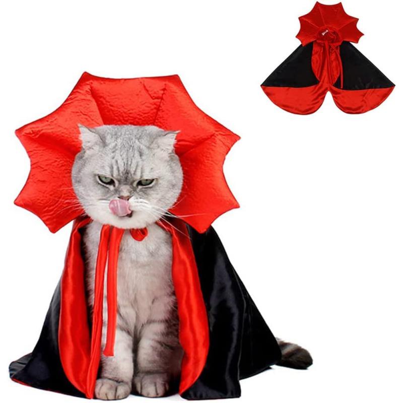 Pet Cat Halloween Vampire Cape Cloak Soft Comfortable Lightweight Cosplay Outfit Costumes Pet