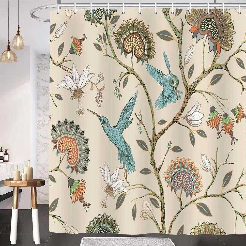 Милая занавеска для душа с птицей Роули, разноцветная, с забавным принтом животных, занавеска для душа с водонепроницаемой тканью, экран для ванной комнаты, декор для ванной комнаты
