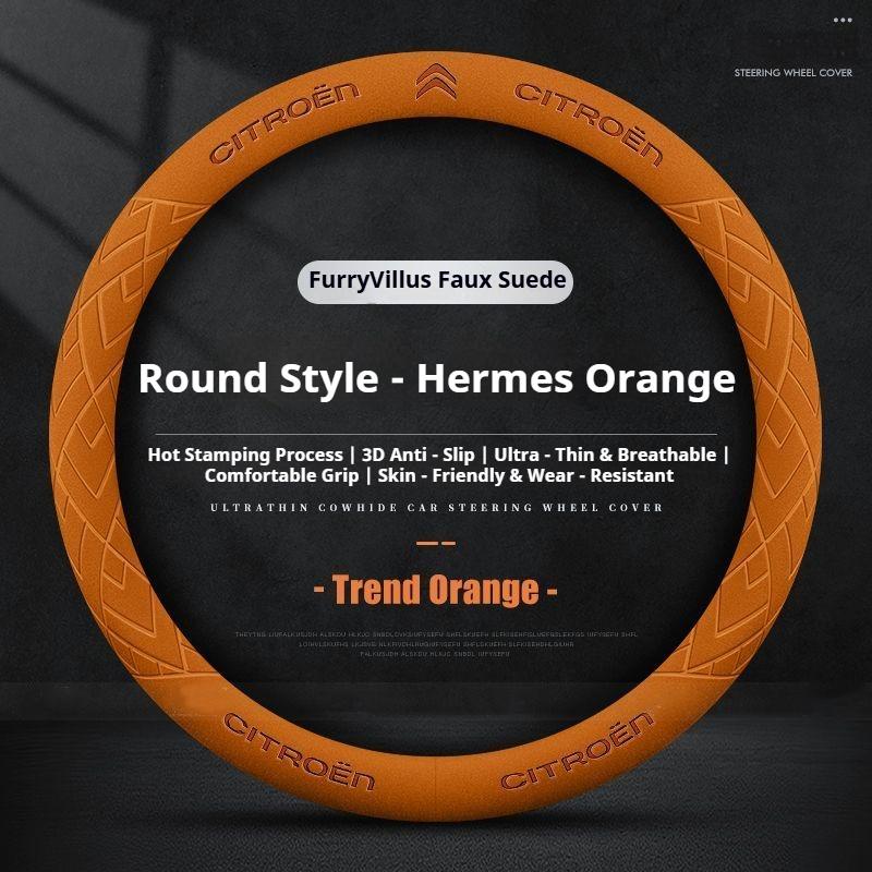YKGBU1 Breathable suede Steering Wheel Cover For Citroen C1 C2 C3 C4 C5 C6 C4L Berlingo Picasso Aircross Sega Ely See Auto Accessories