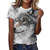 Летняя женская футболка с принтом волка, женская повседневная одежда с коротким рукавом, верхняя одежда, футболки с круглым вырезом, уличные модные топы