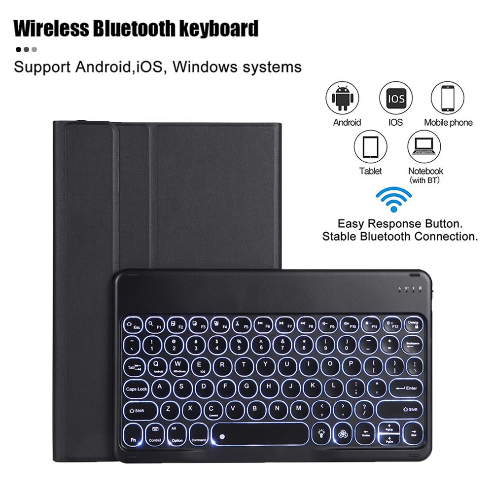 Для Huawei MediaPad M5 Lite T5 C5 10,1 с подсветкой, беспроводной Bluetooth, круглый чехол-клавиатура для Honor Pad 5, кожаный чехол для планшета