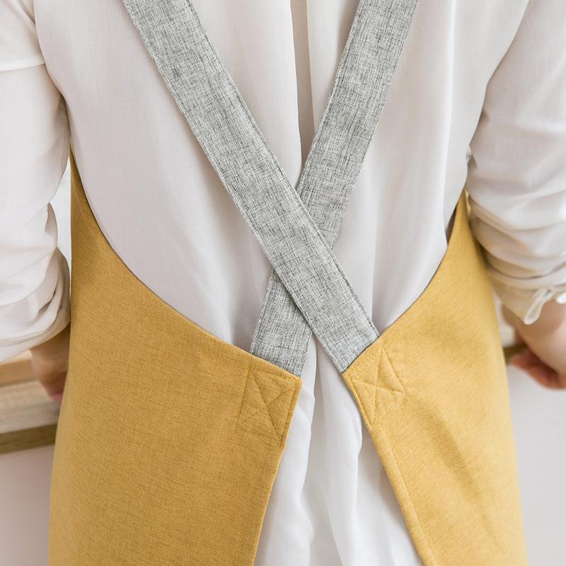Household kitchen cross apron strap fabric cotton apron home restaurant milk tea shop sleeveless overalls