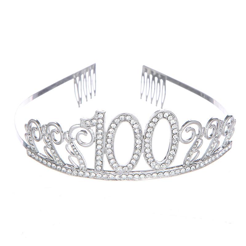 Модная повязка на голову в виде короны на 100-летие, хрустальная повязка на голову в виде короны на день рождения, аксессуары для волос