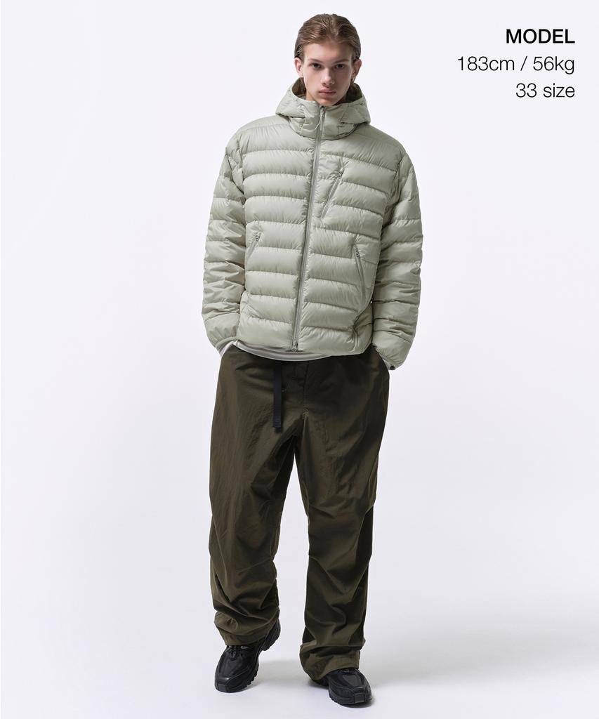 MUSINSA STANDARD [City Leisure] Fleece-Lined Wide Belted Parachute Pants [Olive Green]