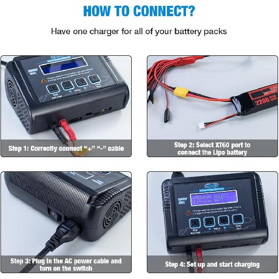 LiPo Battery Charger 150W 10A RC Battery Charger RC Car Charger Balance Charging Fast Charge Discharge Smart Charger for LiPo/Li-ion/Life