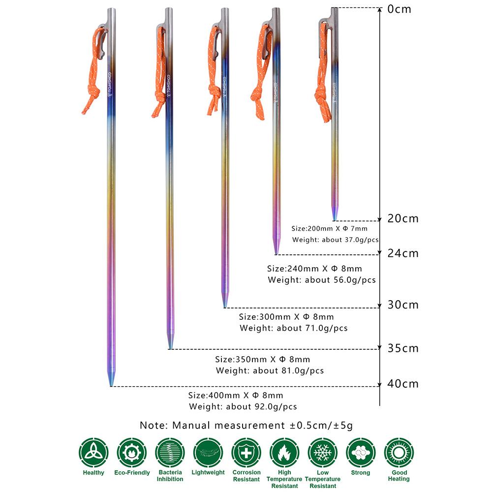 Титановый сплав, заземляющий гвоздь, гвоздь для уличной палатки, аксессуары для навеса для кемпинга, крепежный гвоздь из веревки