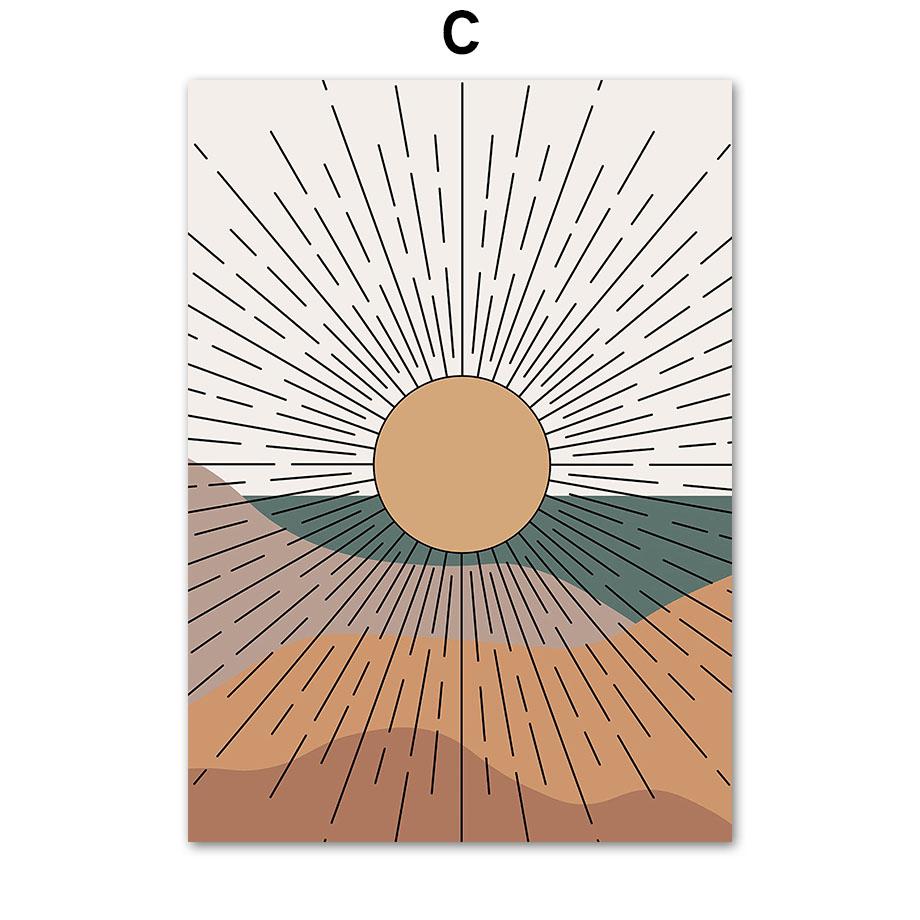 Солнечные листья Радуга Абстрактная геометрия Бохо Скандинавская настенная живопись Галерея постеров и принтов Настенная картина для декора гостиной