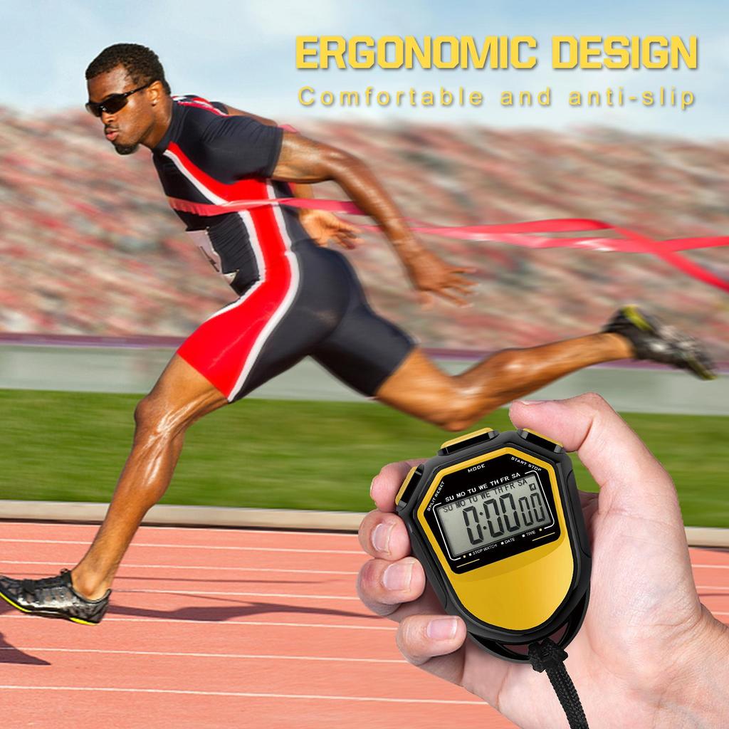 Waterproof Stopwatch Digital Handheld LCD Timer Chronograph Sports Counter with Strap for Swimming