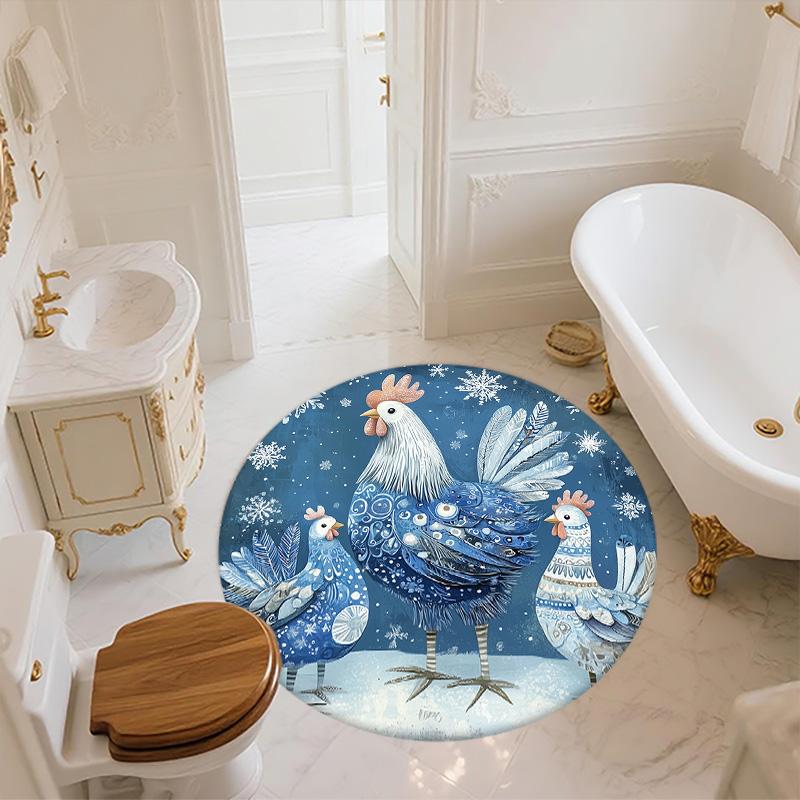 Star and Snowflake Animals  Round Area Rug,Carpet Rug for Living Room Bedroom Sofa Playroom Decor,Non-slip Floor Mat