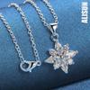 925 Sterling Silver Snowflake Zircon Pendant Necklace Fashionable Wedding Jewelry