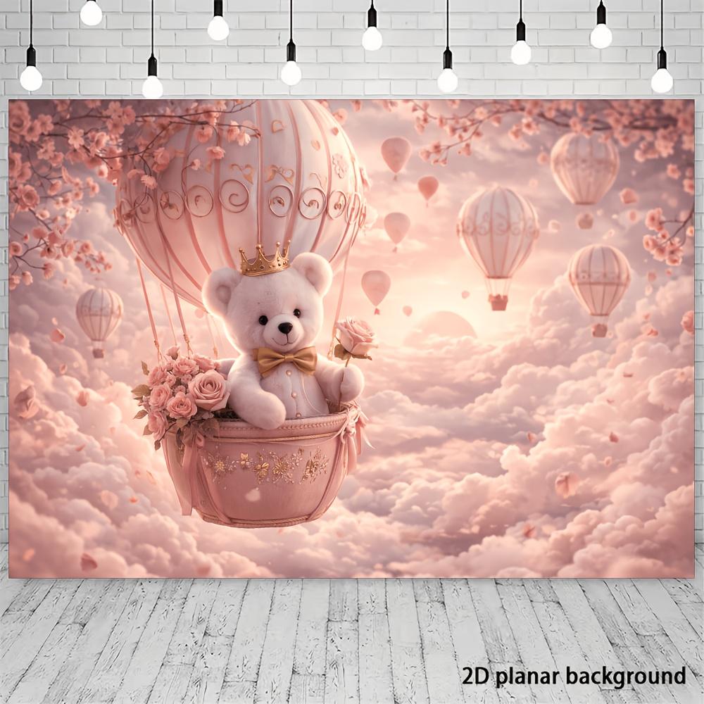 Pink gentle wind teddy bear theme suitable for various indoor and outdoor themed activities can be used as a photo backdrop
