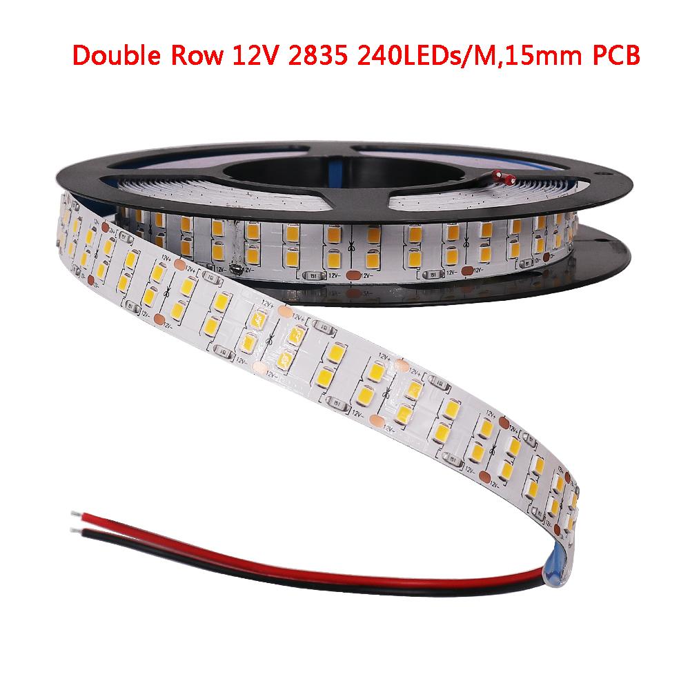 Светодиодная лента 2835 DC 12V 24V Светодиодная лента 5M 60/120/240/480 светодиодов/м Гибкая светодиодная лента Водонепроницаемая светодиодная лента Уличные светодиодные веревки