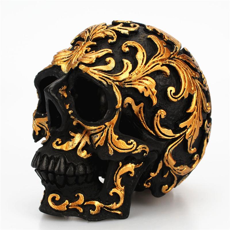Resin Golden Pearl Home Skull Decor Desk Decoration Retro Craft Human Head Ornaments Scull Statues Sculptures