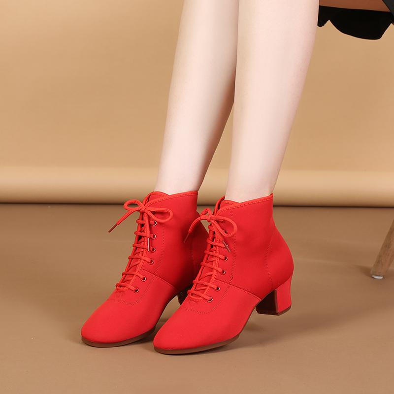 Женские ботильоны для бальных танцев с подошвой из ткани Оксфорд для тренировок и соревнований, современная танцевальная обувь