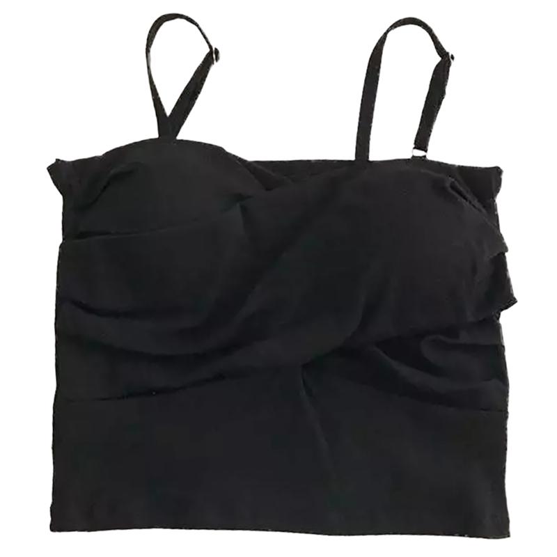 Женский топ-топ на бретельках, однотонный тонкий жилет