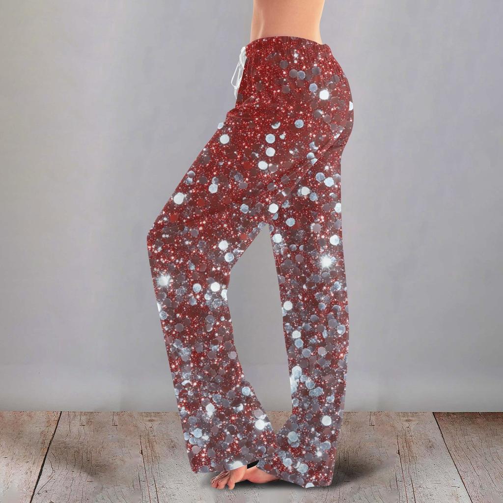 Женские милые брюки с цветочным принтом на завязках, повседневные пижамные брюки