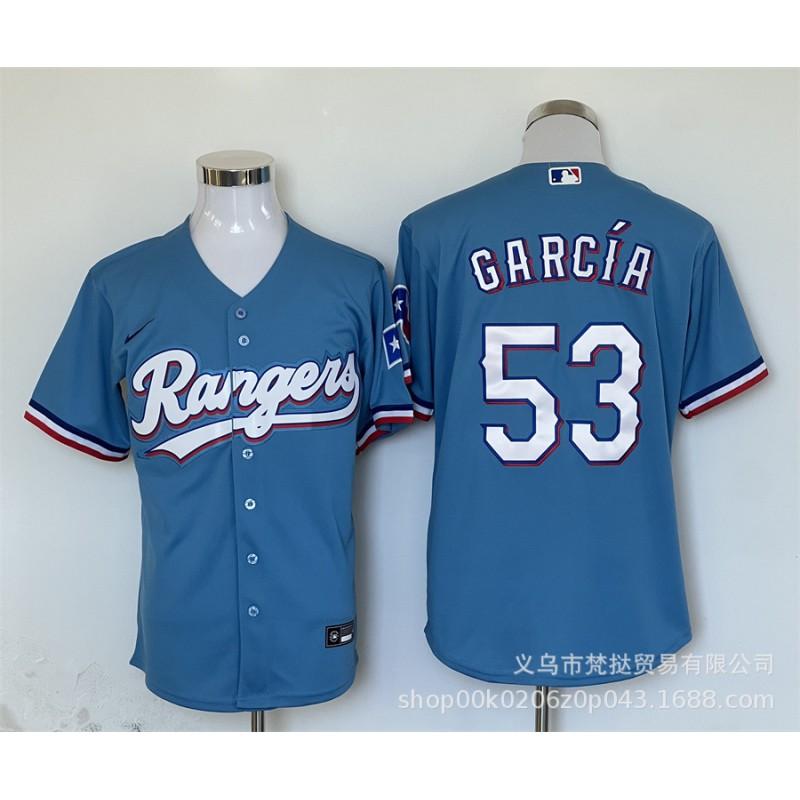 Mens MLB Texas Rangers Baseball Jersey Custom Embroidered Seager 5 Garcia 53 DeGrom 48 Short Sleeve Cotton Blend V-Neck Sportswear