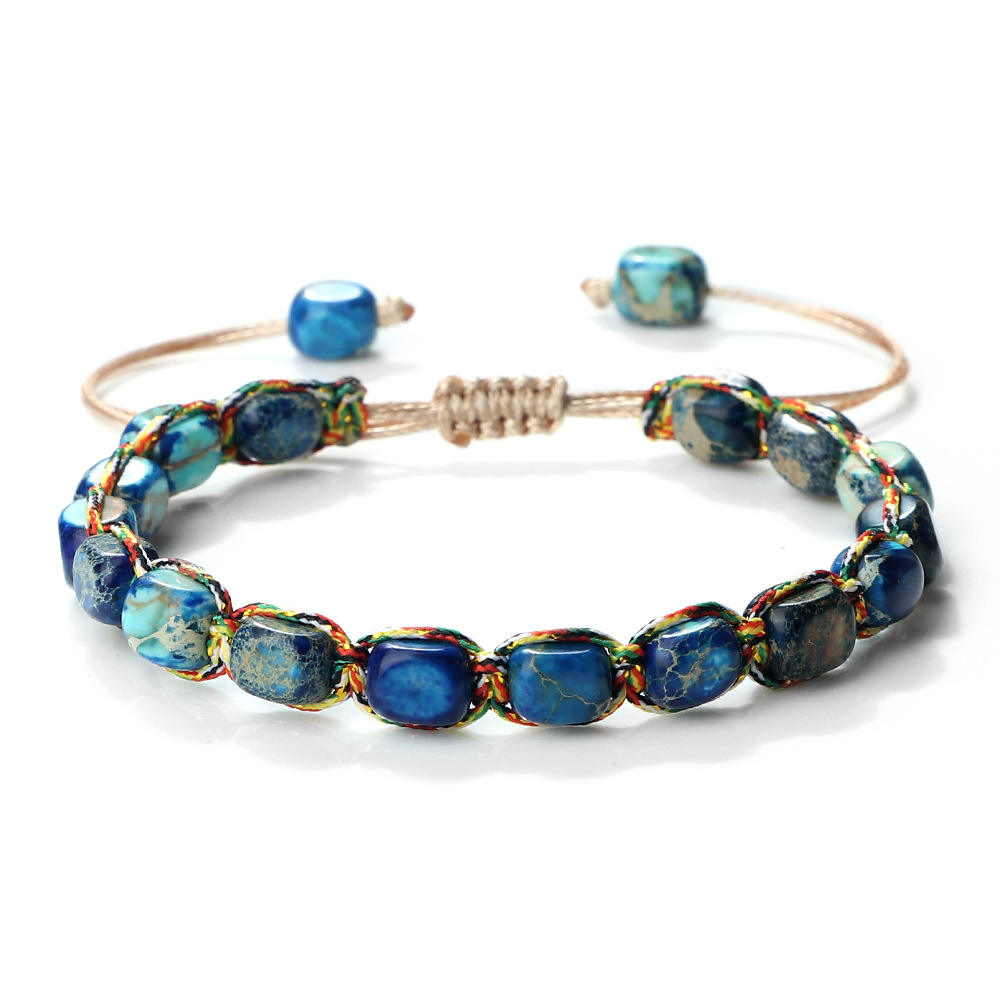 Fashion Jewelry Bracelets Bangles 5*7mm Bohemian Handmade Emperor Stone Beaded Bracelets Charm Woven Bangles Jewelry