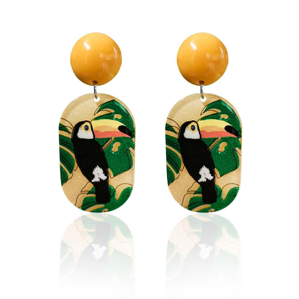 Her Lab | Цветные акриловые серьги с изображением сороки и попугая, висячие серьги из смолы, богемные модные ювелирные серьги для женщин и девочек