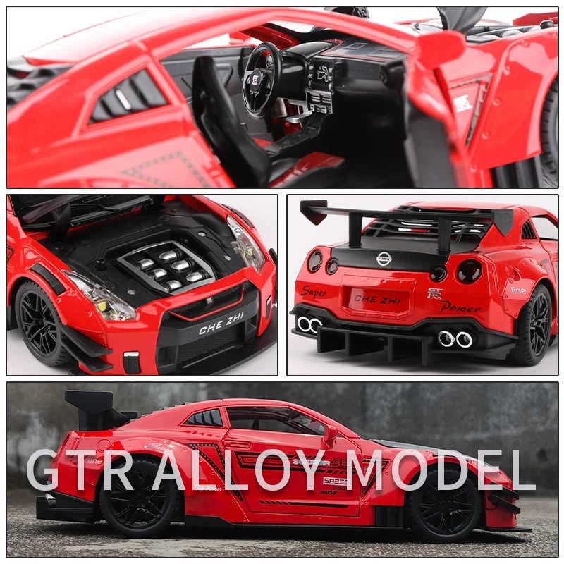 1/24 Skyline Ares Nissan GTR R34 R35 литой спортивный автомобиль модель литой металл гоночный автомобиль модель имитация звука света детские игрушки подарок