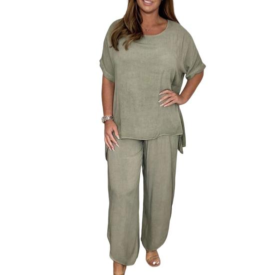 2 шт./компл. футболка длиной до щиколотки, комплект брюк с эластичной резинкой на талии, модные женские брюки больших размеров