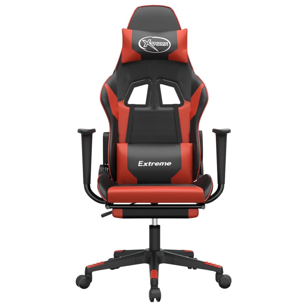 Gaming Chair with Footrest Black and Red Artificial Leather