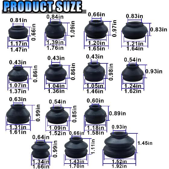 14PCS Automotive Tie Rod End Boots, Ball Joint Rubber Tie Rod Boot, Car Suspension Steering Accessories, Universal Turn To Rod Dust Cover Replacement