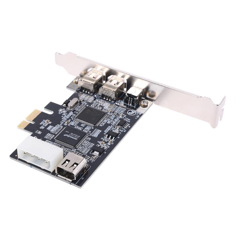 PCIe 3 Ports Firewire Cable Expansion Card PCI for 1394B & 1394A TI IO2213B Chipset Adapter