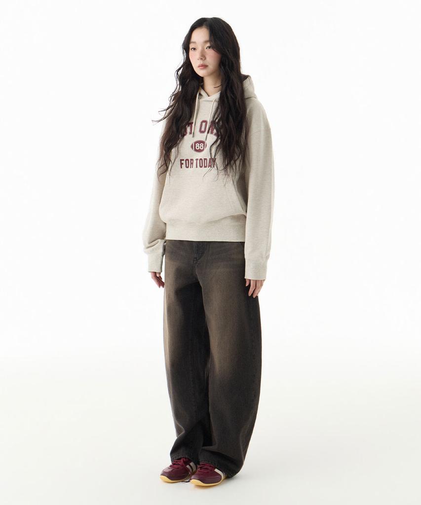 NOT ONLY FOR TODAY Curved Wide Denim Pants [Washed Black]