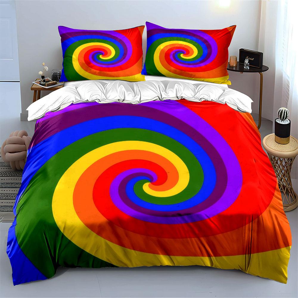 "Colorful Spiral Art Decor Set" Bedding Set with 1 Duvet Cover 2 Pillowcases Single Double King Queen, Gift