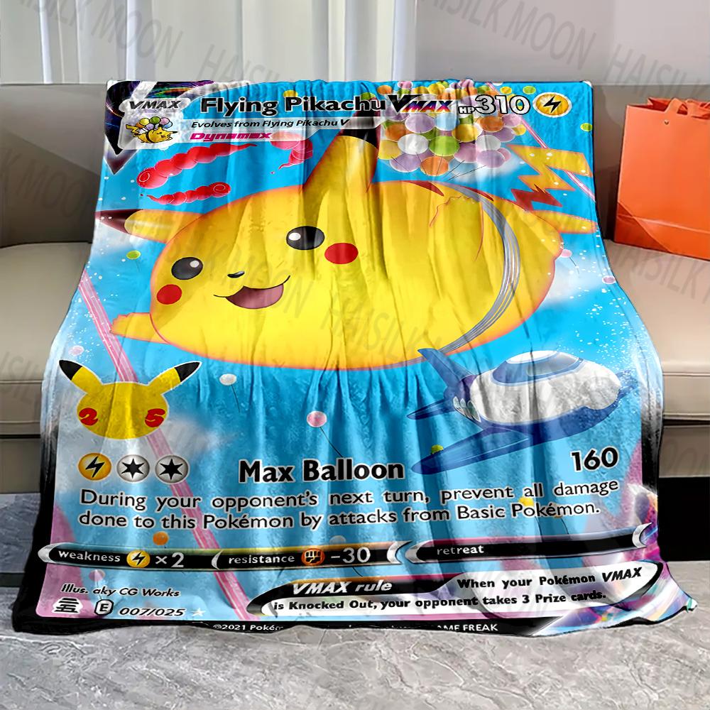 1PC Pokémon Pikachu Cards Print Blankets Adult Children Warm Blankets Home Travel Soft and Comfortable Blankets Luxury Gifts