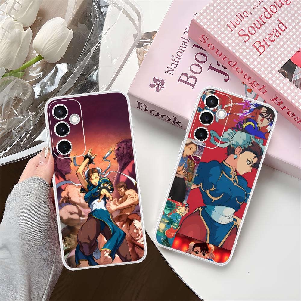 Чехол для телефона Street Fighter Chunli для Samsung Galaxy S25 S24 S23 S22 S21Plus FE Ультра Прозрачный Цветной Чехол Чехол Смартфон