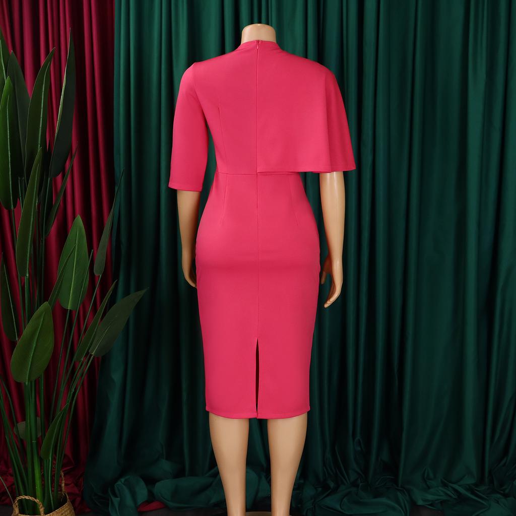 YYFS Women's Fashion Summer Spring Solid Color Print Short Sleeve V-Neck High Waist Casual Dresses